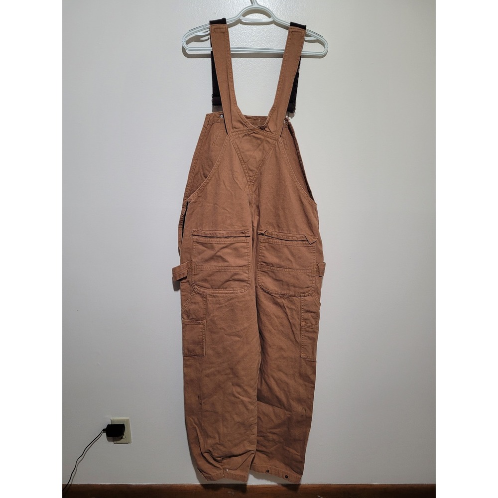 Key Apparel Mens Brown Cotton Duck Bib Overalls Double Knee 40x30 Workwear‎